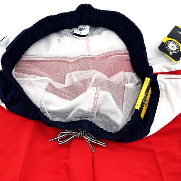 Speedo Mens Size‎ Small 18" Outseam Red White Blue UPF 50+ Swimming Trunks-NWT - Picture 3 of 5